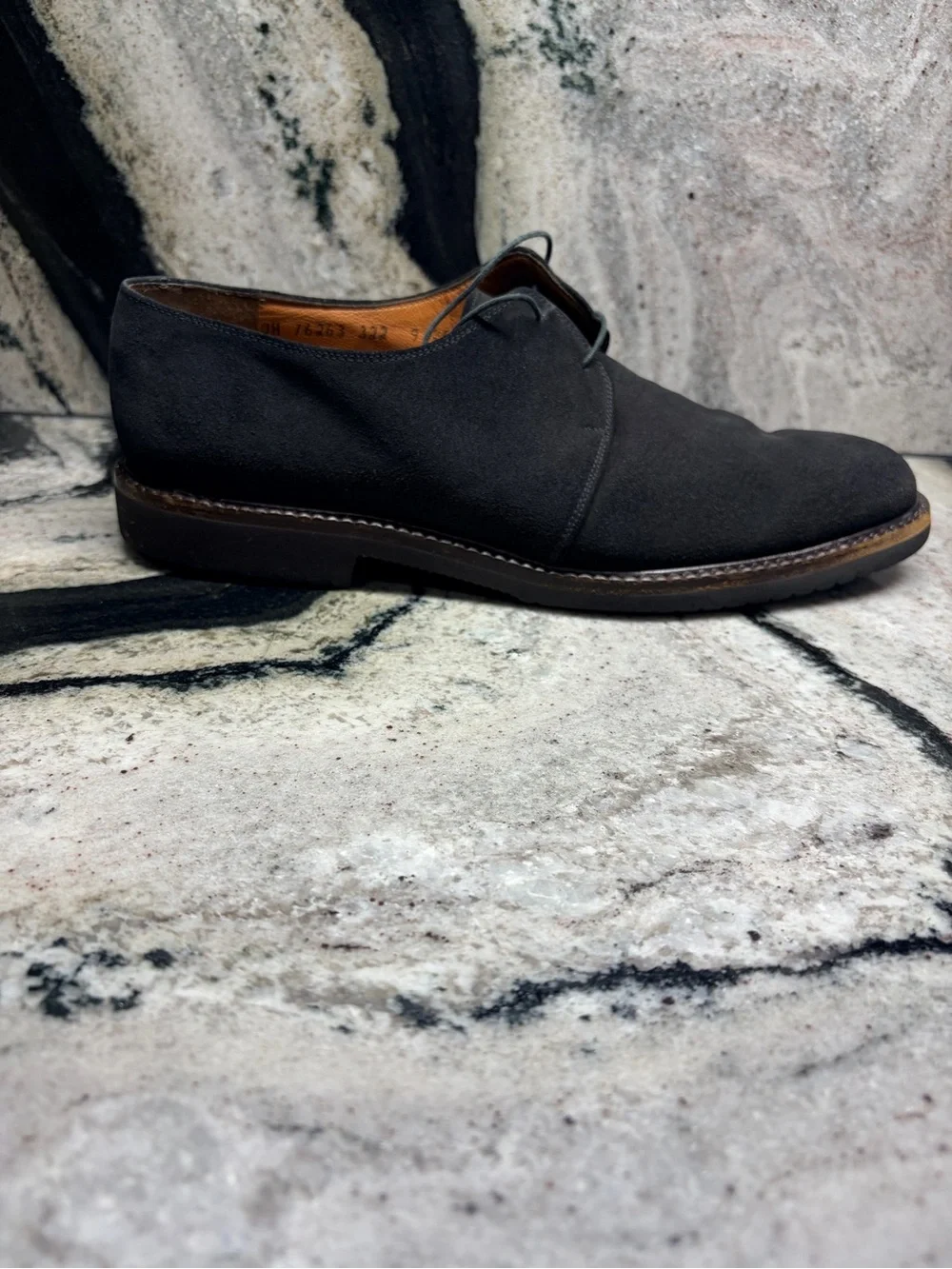 Salvatore Ferragamo Men’s Black Suede Derby Shoes 9.5 2E US 10.5 Vibram Italy